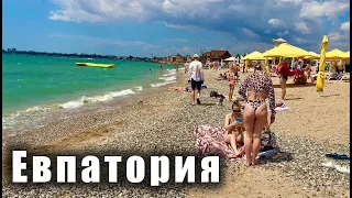 ЕВПАТОРИЯ - пляжи на улице Симферопольской и цены в столовой и ресторане "Колибри" у моря. Крым
