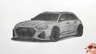 How to draw an AUDI RS6 C8 2020 / drawing audi rs 6 avant 2019 car