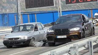 Turbo 350 HP DACIA 1310 vs BMW G-Power Typhoon BMW X6 M - Drag Race