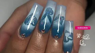 Blue Ombré Airbrush Nails WITHOUT Airbrush Machine | Acrylic Nails Tutorial