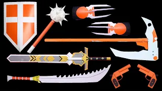 7 ORIGAMI Knight WEAPONS || Sword | Shield | Mace | Dadao | Claw