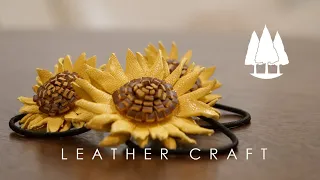 [Leather Craft] How to Make Leather Flower / Hair Elastic Sunflower / DIY