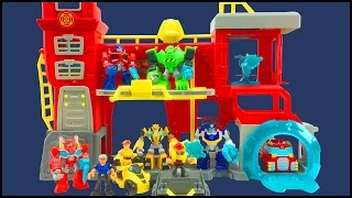 Transformers Rescue Bots Griffin Rock Firehouse Headquarters Bumblebee Optimus Prime Heatwave Figure
