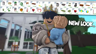 building in BLOXBURG HARD MODE WITH NEW UPDATE ITEMS... AND PETEY JR'S NEW LOOK