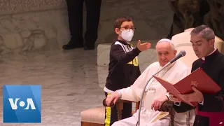 Little Boy Steals the Scene at Pope's Audience