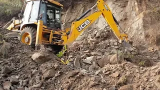 Clearing Sharp Rocks-Widening Hilly Road-JCB Backhoe