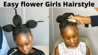 Can't Briad or Cornrow? Then Try This EASY  Little Flower Girls Hairstyle This Christmas.