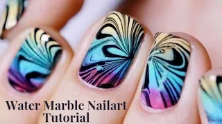 Water Marble Nailart tutorial Best & Easy Nailart at Home Water Marble nails at Home