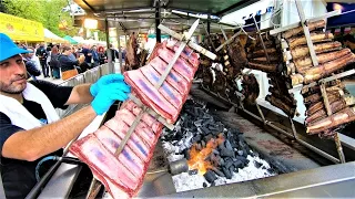 Best Asado from Argentina. Tons of Beef Ribs. Street Food @ 'Gusti di Frontiera', Gorizia, Italy.