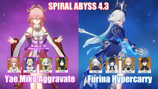 C0 Yae Miko Aggravate & C0 Furina Hypercarry | Spiral Abyss 4.3 | Genshin Impact