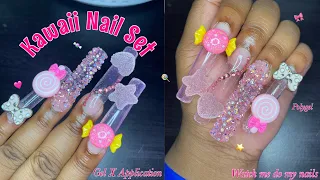 KAWAII NAIL SET || WATCH ME DO MY NAILS || GEL X & POLYGEL APPLICATION