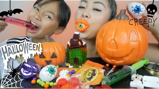 MIX HALLOWEEN CANDIES!! Giant Chocolate Pumpkin, Marshmallow Bats, Sour Punch Strips & More | N.E