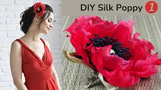 DIY silk poppy without tools. Tutorial - Part 1: Coloring the petals and making a poppy box