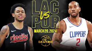 Los Angeles Clippers vs Portland Trail Blazers Full Game Highlights | March 20, 2024 | FreeDawkins