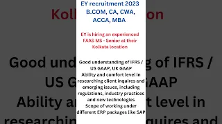 EY recruitment 2023 B COM, CA, CWA, ACCA, MBA