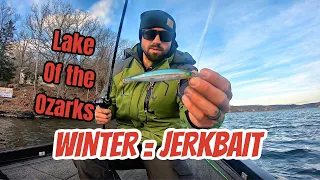 Winter Jerkbait Fishing on Lake of The Ozarks!