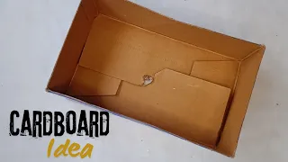 DIY CUTE ORGANISER FROM WASTE CARDBOARD HOW TO MAKE SMALL STORAGE BOX WITH CARDBOARD  Home decor DIY