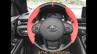 MEWANT---for Toyota Supra GR Supra 2019-2021 Hand Stitch Car Steering Wheel Cover Installations