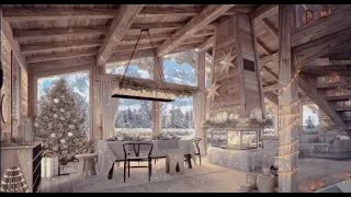Камин. Уютный чердак. Новогодняя атмосфера. Снег за окном. Fireplace. Warm attic. Christmas mood