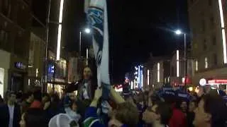 Canucks fans celebrating in downtown Vancouver