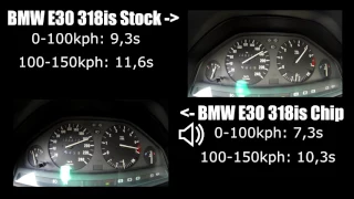 E30 318is Acceleration comparison 0-200 after Chiptuning