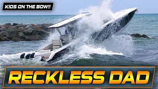 THE MOST RECKLESS DAD AT HAULOVER INLET !! | HAULOVER BOATS | WAVY BOATS