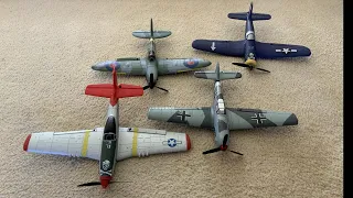 Eachine Mini Warbirds Windy Speed Run - BF109 vs F4U vs P-51 vs Spitfire
