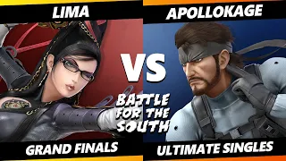 Battle for the South GRAND FINALS - ApolloKage (Snake) Vs. Lima (Bayonetta) Smash Ultimate - SSBU