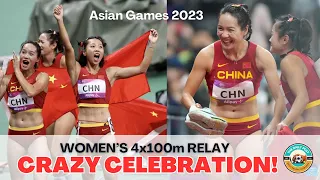 #AsianGames2023 Women’s Relay : Team China’s INSANE Reaction for winning GOLD in 4x100