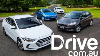 Hyundai Elantra v Mazda3 v Toyota Corolla v Ford Focus | Drive.com.au