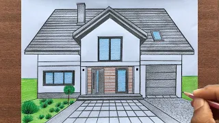 How to Draw a House using One-Point Perspective Step by Step for Beginners