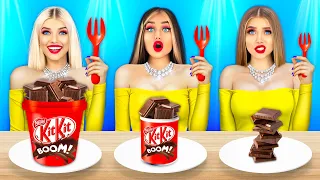 Hot & Cold Snacks VS GEOMETRIC SHAPES Food Challenge || Best Food Battle 24 Hours by RATATA COOL