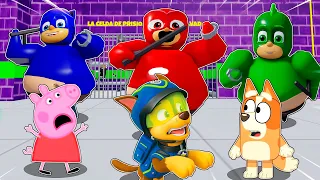 LA PAW PATROL Y SUS AMIGOS ESCAPAN DE LA PRISION DE PJ MASKS BARRY EN MINECRAFT 😱