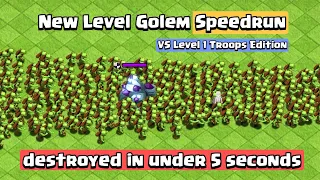 New Level 12 Golem Speedrun but Using Level 1 Troops | Clash of Clans