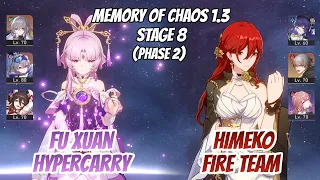 Fu Xuan Hypercarry & Himeko Fire w/ Pela Team Memory of Chaos Stage 8 (3 Stars) | Honkai Star Rail
