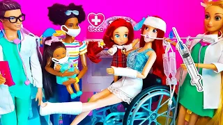 Barbie Doctor Doll Hospital Toy Nurse Barbie Medical Center Playsets 바비인형 디즈니 라푼젤 인어공주 병원놀이 링거 주사맞기