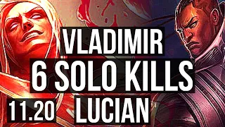 VLADIMIR vs LUCIAN (MID) | 12/0/3, 66% winrate, 6 solo kills, Legendary | BR Master | v11.20