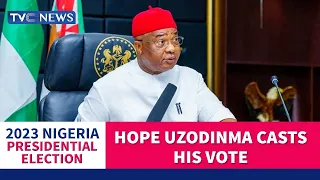 Hope Uzodinma cast his vote at Migrant polling unit 010, Ozu Omuma.