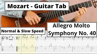 MOZART - Allegro Molto - Guitar Tab - Fingerstyle Guitar / Classical Guitar (Symphony 40)