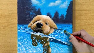 Cheer up, Puppy! / Acrylic Painting / STEP by STEP #167 / 멍멍아 힘을내! 아크릴화 그리기