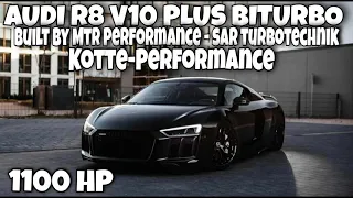 1100 HP Audi R8 V10 Plus Biturbo with (low boost) @dragy acceleration from 100-200 km/h