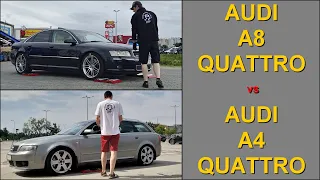 Audi A8 3.7 Quattro vs Audi A4 1.8T Quattro - 4x4 tests on rollers