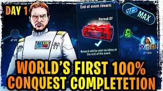 WORLD'S FIRST 100% CONQUEST RUN COMPLETED DAY 1 WITH NO GLS! - Normal Mode Max Rewards Gameplay LIVE