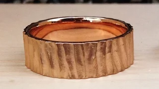 18K Rose Gold Tree Bark Design Man's Wedding Band made in Bangkok, Thailand