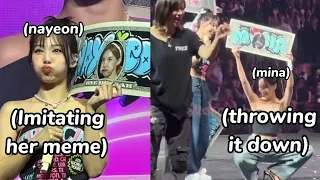 the way twice reacts with their meme, then there's mina.... 😂