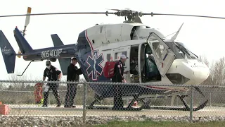 BK-117 Medivac Helicopter Departs Mid-Michigan Hospital: West Branch, Michigan