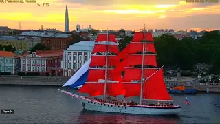 репетиция праздника "Алые паруса"_ бриг "Россия" ⛵ rehearsal of the alumni holiday "Scarlet Sails"