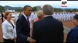 US President Obama arrives gun salute, visits parliament