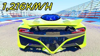 CARRO MAIS RAPIDO TUATARA ULTRAPASSANDO A VELOIADADE DO SOM 1,216KM/H GTA 5