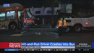 Search underway for hit-and-run driver who crashed into Metro bus